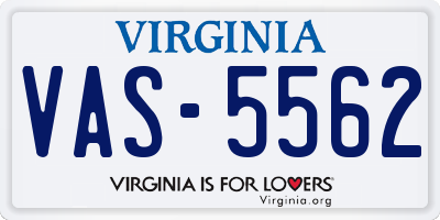 VA license plate VAS5562