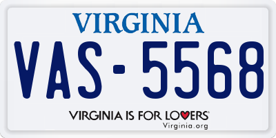 VA license plate VAS5568