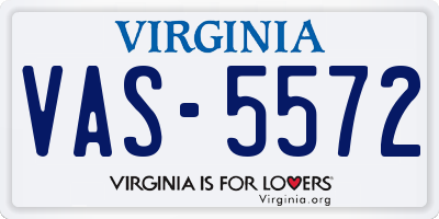 VA license plate VAS5572