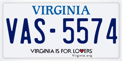 VA license plate VAS5574