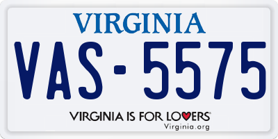 VA license plate VAS5575