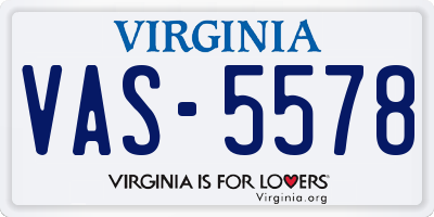 VA license plate VAS5578