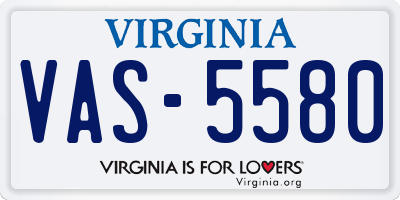 VA license plate VAS5580