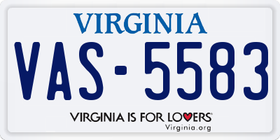 VA license plate VAS5583