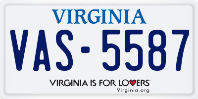 VA license plate VAS5587