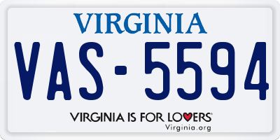 VA license plate VAS5594