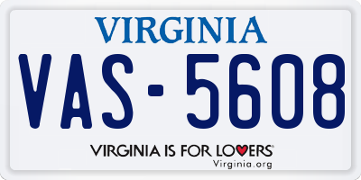 VA license plate VAS5608