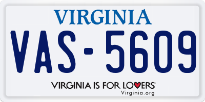 VA license plate VAS5609