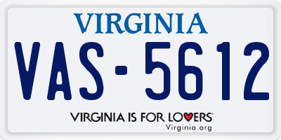 VA license plate VAS5612