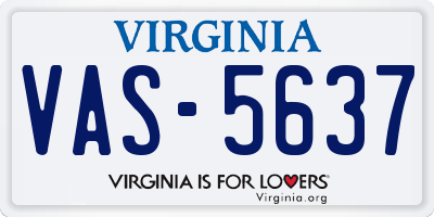 VA license plate VAS5637