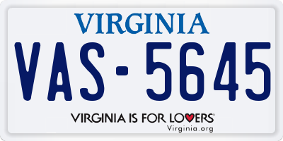 VA license plate VAS5645