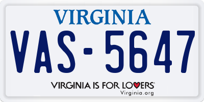 VA license plate VAS5647