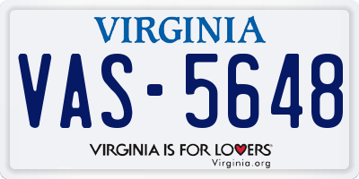 VA license plate VAS5648