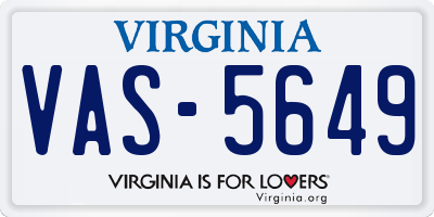 VA license plate VAS5649