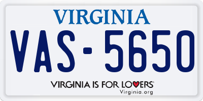 VA license plate VAS5650