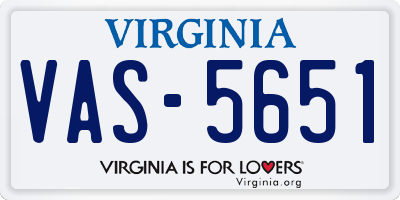 VA license plate VAS5651