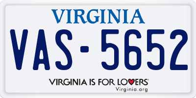 VA license plate VAS5652