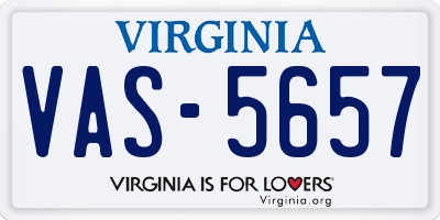 VA license plate VAS5657