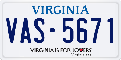 VA license plate VAS5671