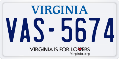 VA license plate VAS5674