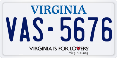 VA license plate VAS5676