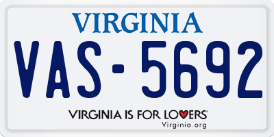 VA license plate VAS5692