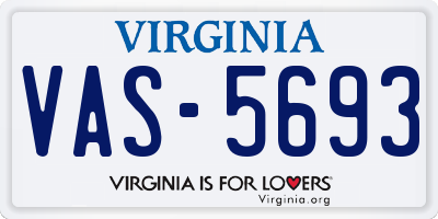 VA license plate VAS5693