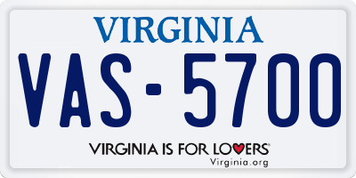 VA license plate VAS5700