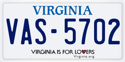 VA license plate VAS5702