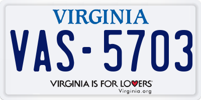 VA license plate VAS5703