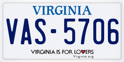 VA license plate VAS5706