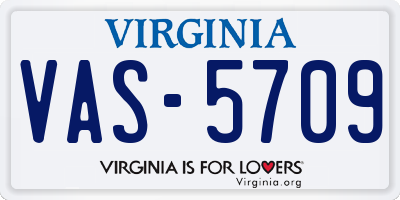 VA license plate VAS5709