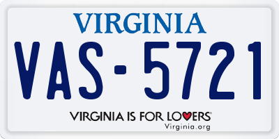 VA license plate VAS5721