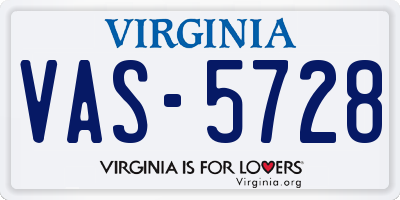 VA license plate VAS5728