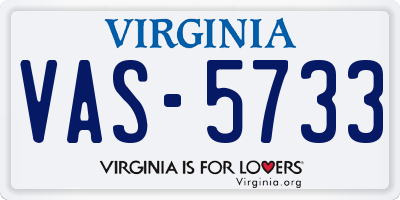 VA license plate VAS5733