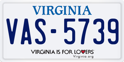 VA license plate VAS5739