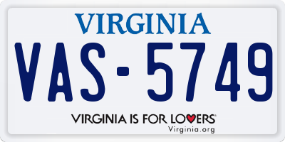 VA license plate VAS5749