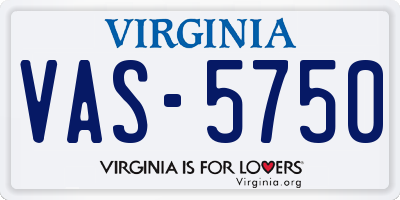 VA license plate VAS5750