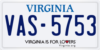 VA license plate VAS5753