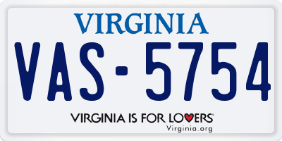 VA license plate VAS5754