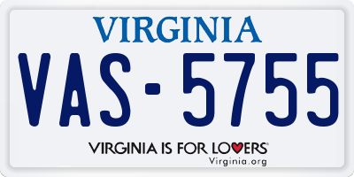 VA license plate VAS5755