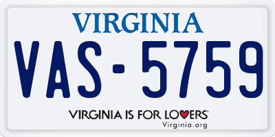 VA license plate VAS5759