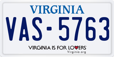 VA license plate VAS5763