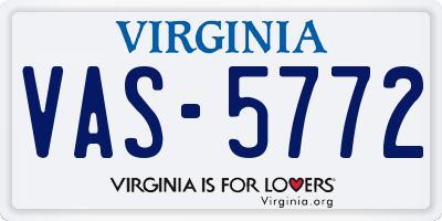 VA license plate VAS5772