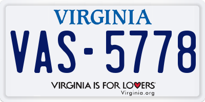 VA license plate VAS5778