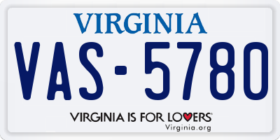 VA license plate VAS5780