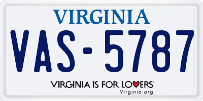 VA license plate VAS5787