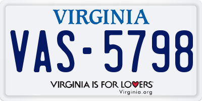 VA license plate VAS5798