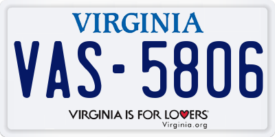 VA license plate VAS5806