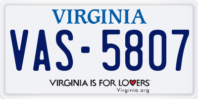 VA license plate VAS5807